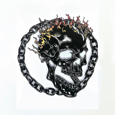 Flaming Skull Illustration
