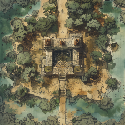 Ancient Ruin Dungeon Map in Swamp