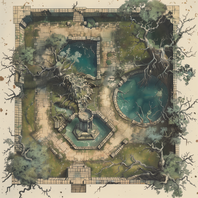 Ancient Ruin Dungeon Map in Swamp