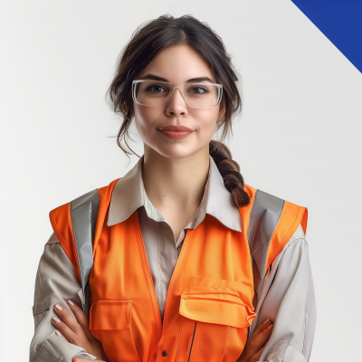 Confident woman in safety vest