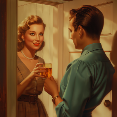 1950s Housewife Greeting Husband