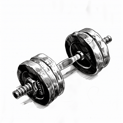 Minimalist Engraving of Gym Weights