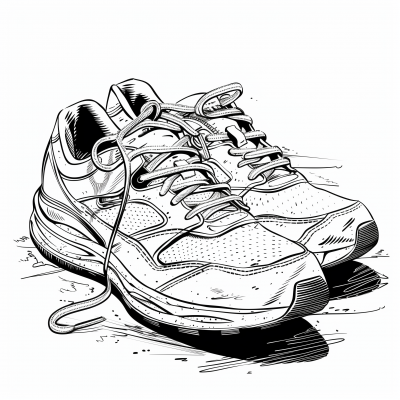 Minimal Engraved Sport Shoes Illustration