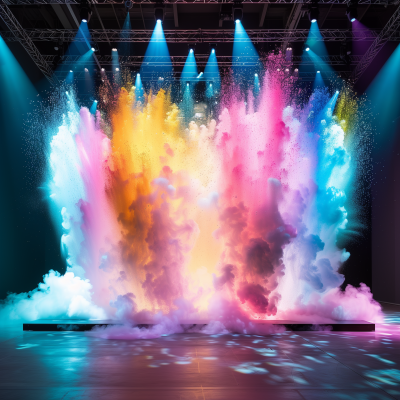 Colorful Explosion on White Stage