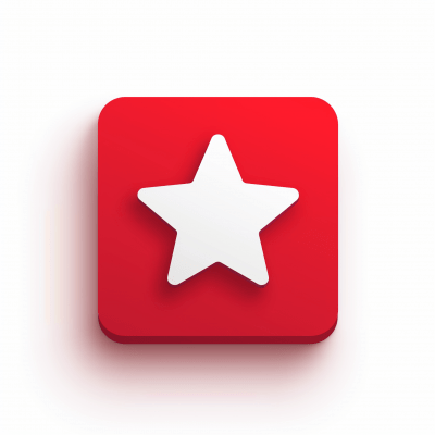 Minimalistic Corporate Icon with Red Skeuomorphic Star