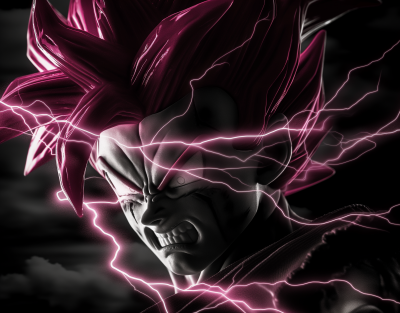 Super Saiyan God Goku Close Up with Color Splash Effect