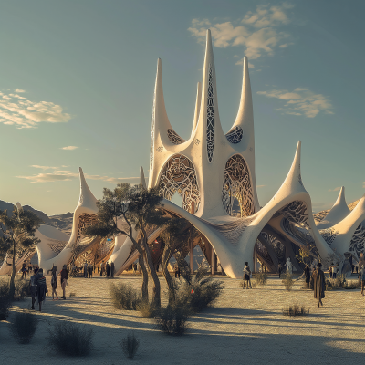 Futuristic Festival Building in Desert