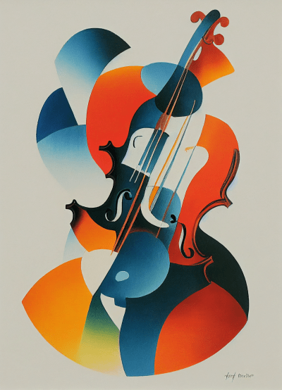Violin with Picasso Style Art