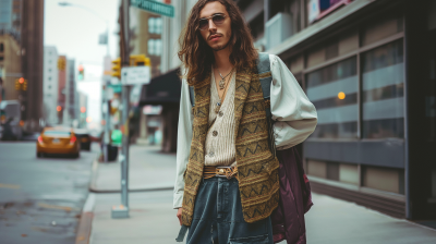 Hippie young man in New York City streets