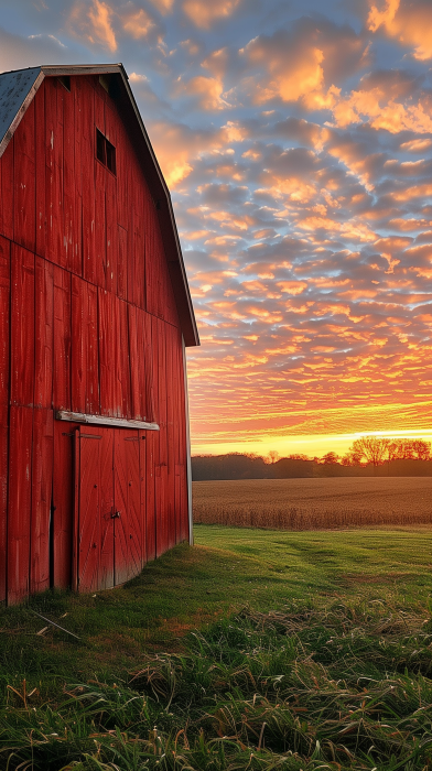 Red Barn Wall at Sunrise