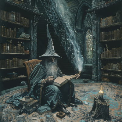 Dark Fantasy Wizard in a Castle