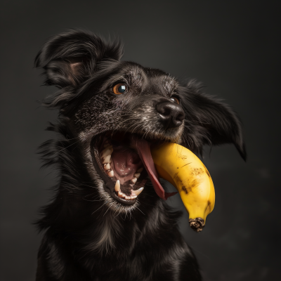 Excited Dog with a Banana