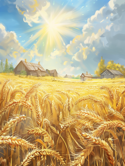 Countryside Wheat Field Poster
