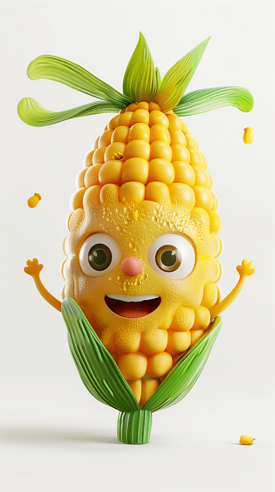 Cute Smiling Corn Character