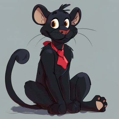 Toony Feral Black Panther with Red Tie