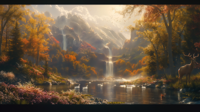 Autumn Waterfall Serenity