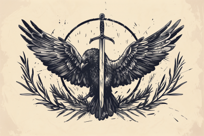 Turul Bird Holding St. Stephen’s Sword Illustration