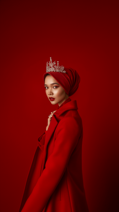 Malay Lady in Red Attire
