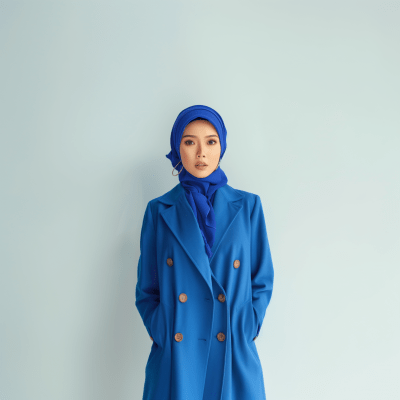 Blue Hijab Woman Portrait