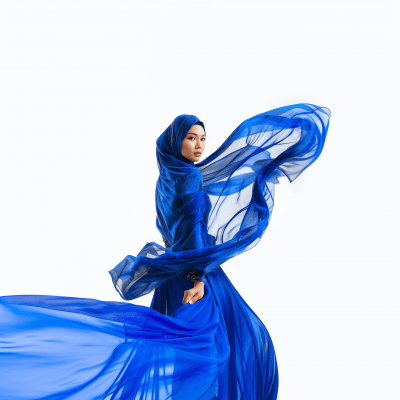 Elegant Blue Hijab Woman
