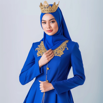 Elegant Woman in Blue Hijab