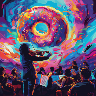 Colorful Orchestra with Donut Conductor