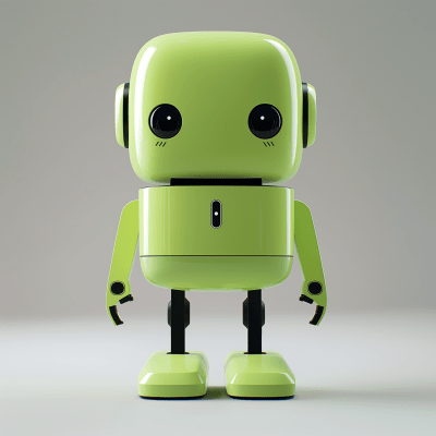 Futuristic Green Rectangle Robot AI Character