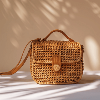 Elegant Tan Woven Handbag