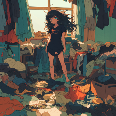 Cluttered Room with a Girl