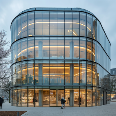 Glass facade with rounded edges