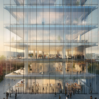 Glass Facade with Activity Inside