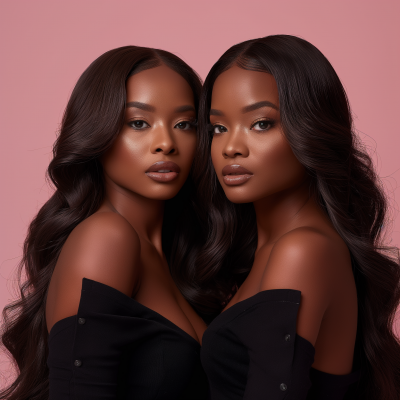 Glamorous African American models in a beauty photoshoot