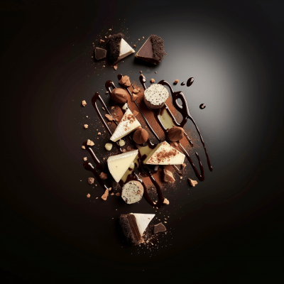 Chocolate and Brie Pieces with Truffle in Chocolate Sauce