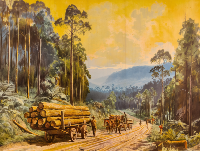 Logging Operation in 1930s Style