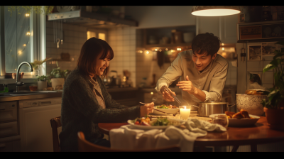Romantic Candlelight Dinner Scene
