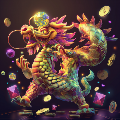 Vibrant Dragon in Mystical Scene