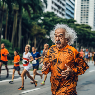 Realistic Illustration of Scientist Running in Fortaleza