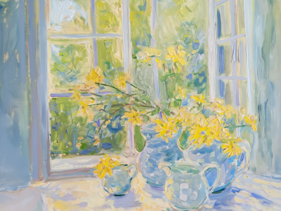 Warm Still Life with Yellow Flowers