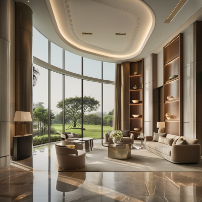 Elegant Lobby Overlooking Golf Course