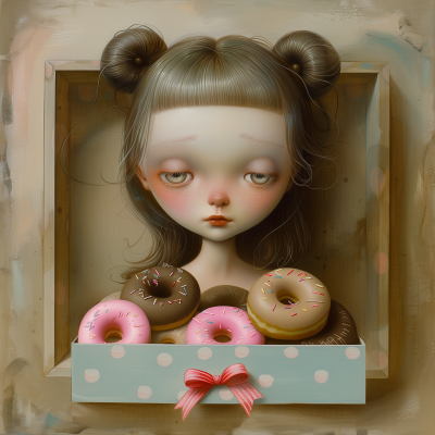 Surreal Portrait of a Girl with Donuts