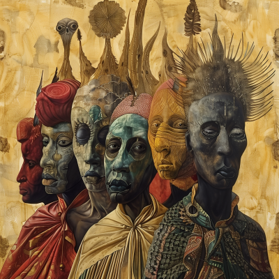 Surreal Group Portrait with African-inspired Masks