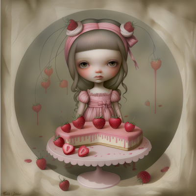 Whimsical Strawberry Girl Illustration