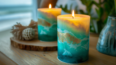 Forest and Beach Candles at Summer Time