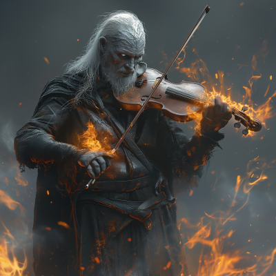 Passionate Violinist in Flames