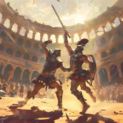 Gladiator Duel in Colosseum