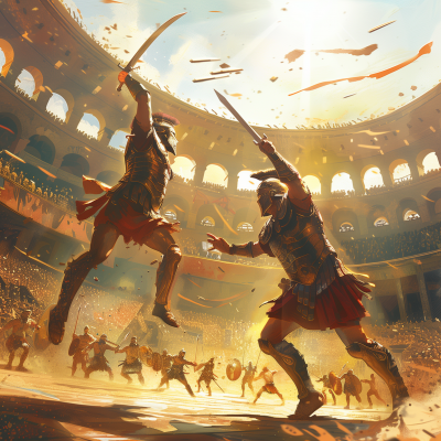 Gladiator Duel in Colosseum