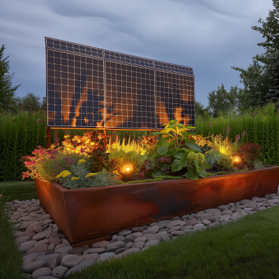 Solar Panel Integration in Vibrant Garden