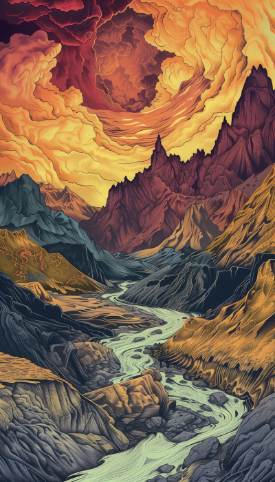 Colorful Mountain Landscape