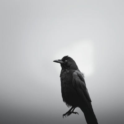 Black Bird on White Background