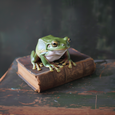 Green Tree Frog on a Book